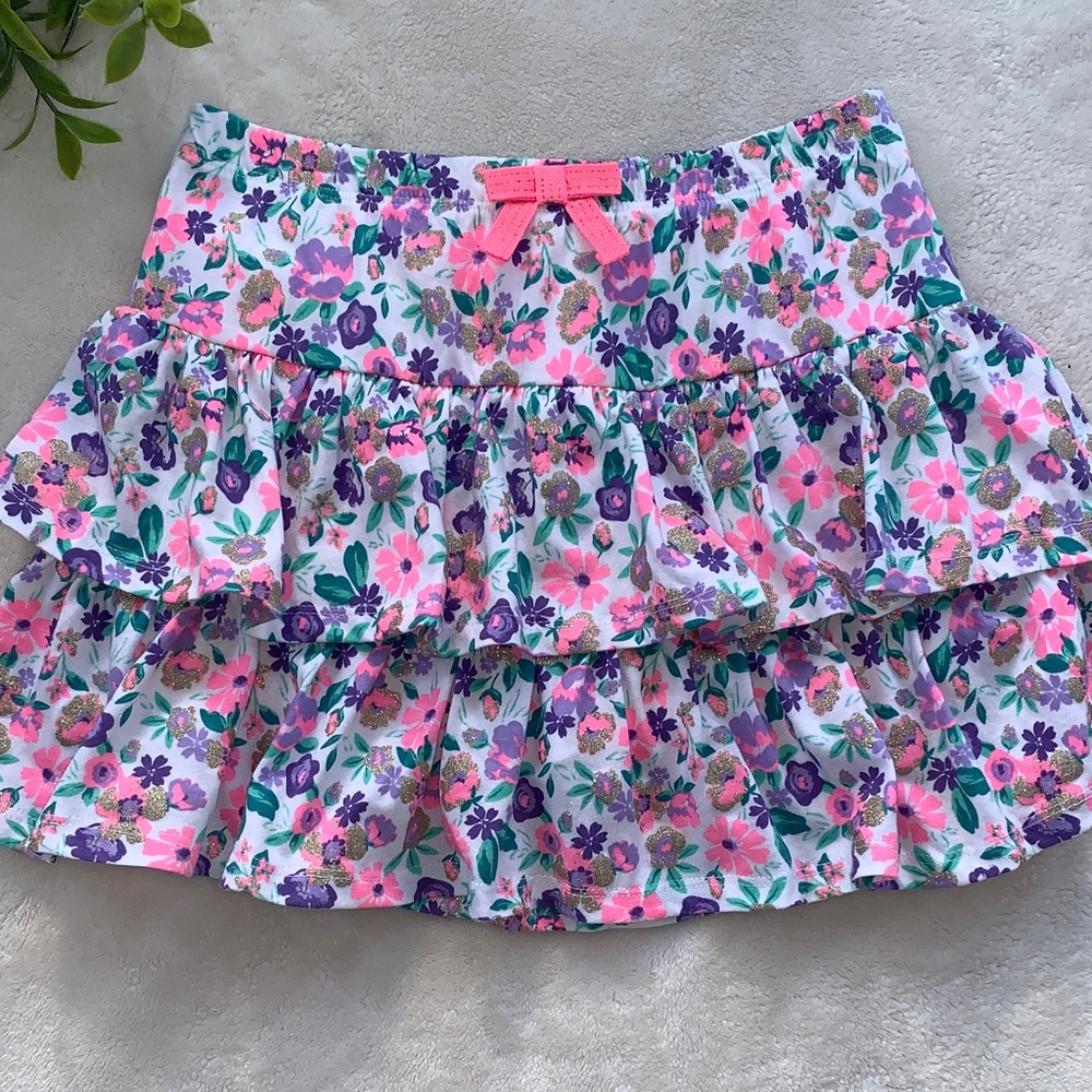 Cynthia Rowley Pink Purple Ruffle Skort 10/12 EUC Floral Skirt - Picture 1 of 7